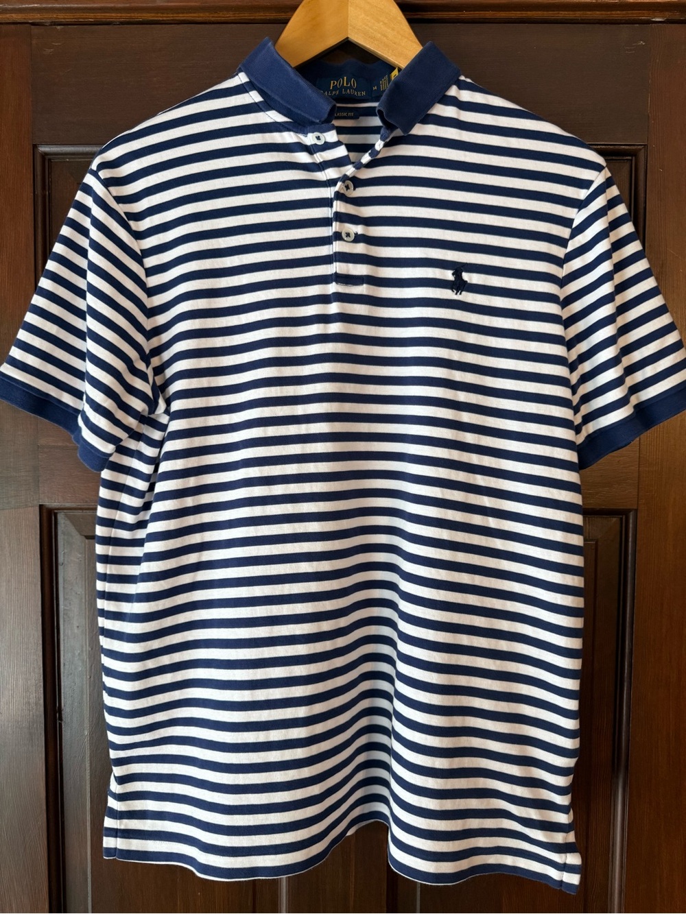 Ralph Lauren Navy & White Striped Polo Shirt